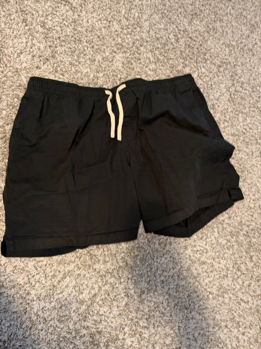 Near bottom Black Athletic Shorts with Cream Drawstring